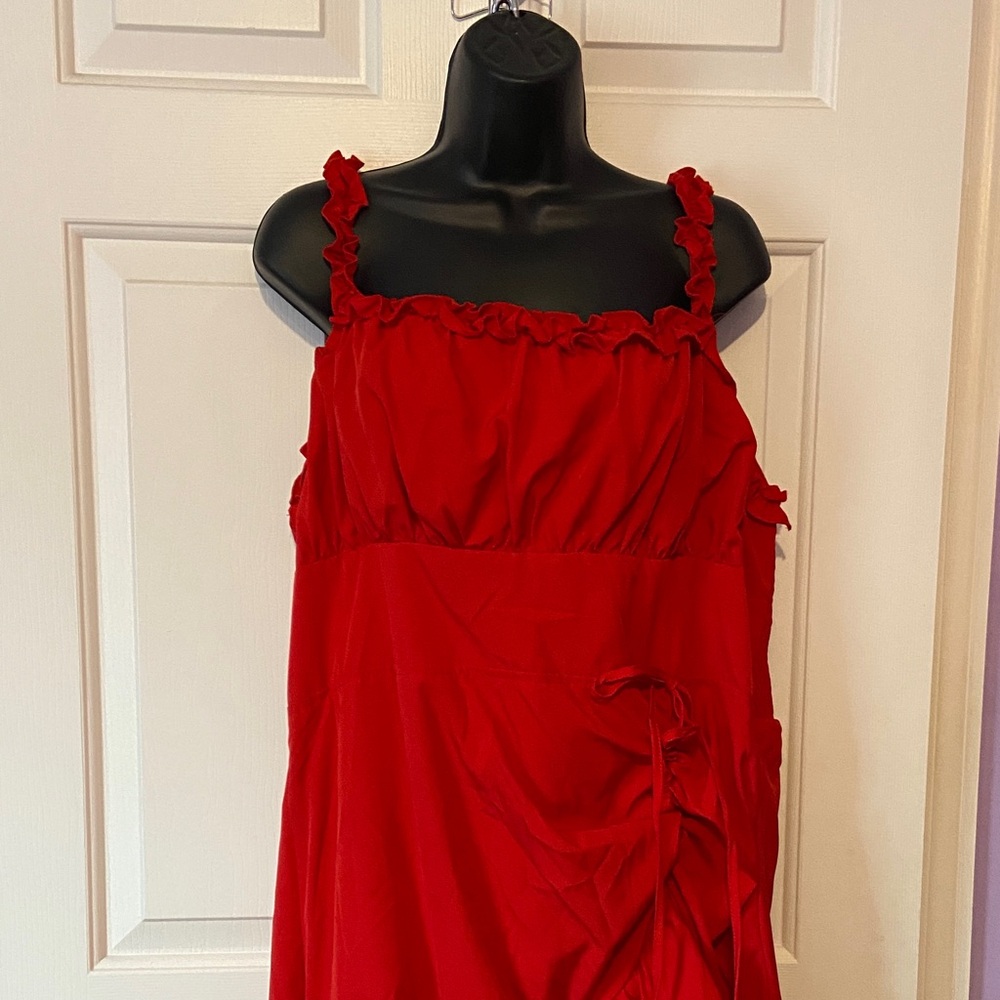 Shein Red ruffled layered midi dress new size 3X
